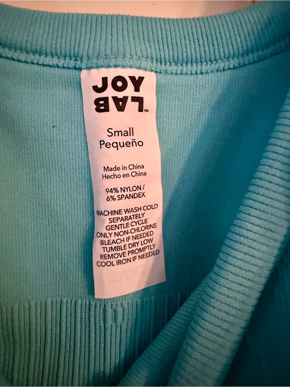 JoyLab Teal Ribbed Square-Neck Crop Tank - Picture 2 of 2